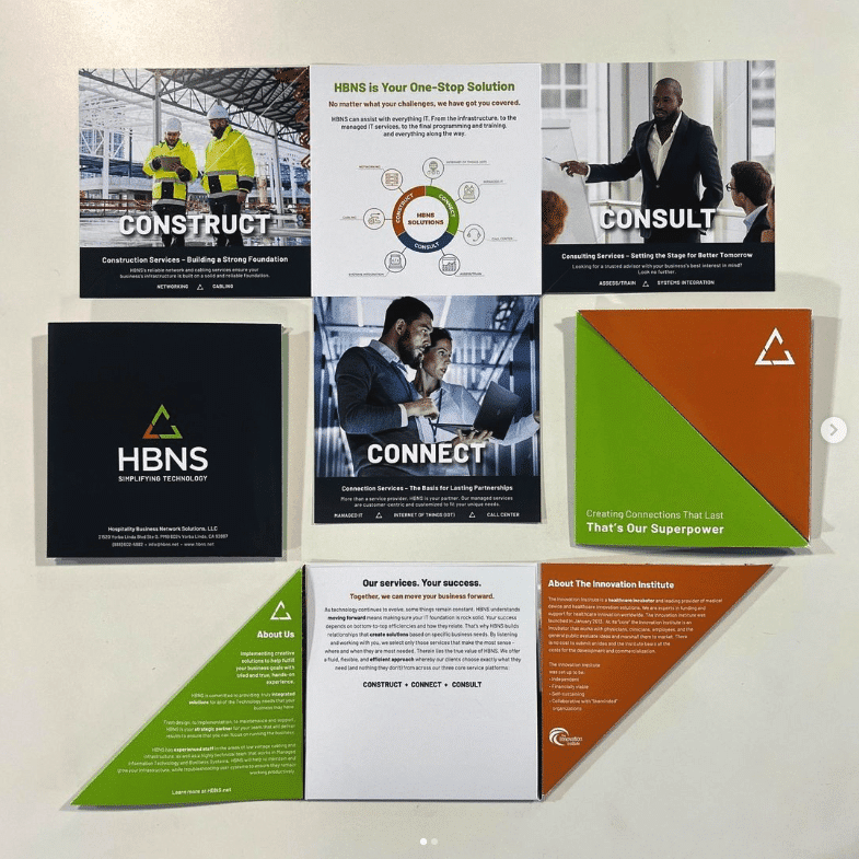 A custom die cut origami brochure, print production problem-solving