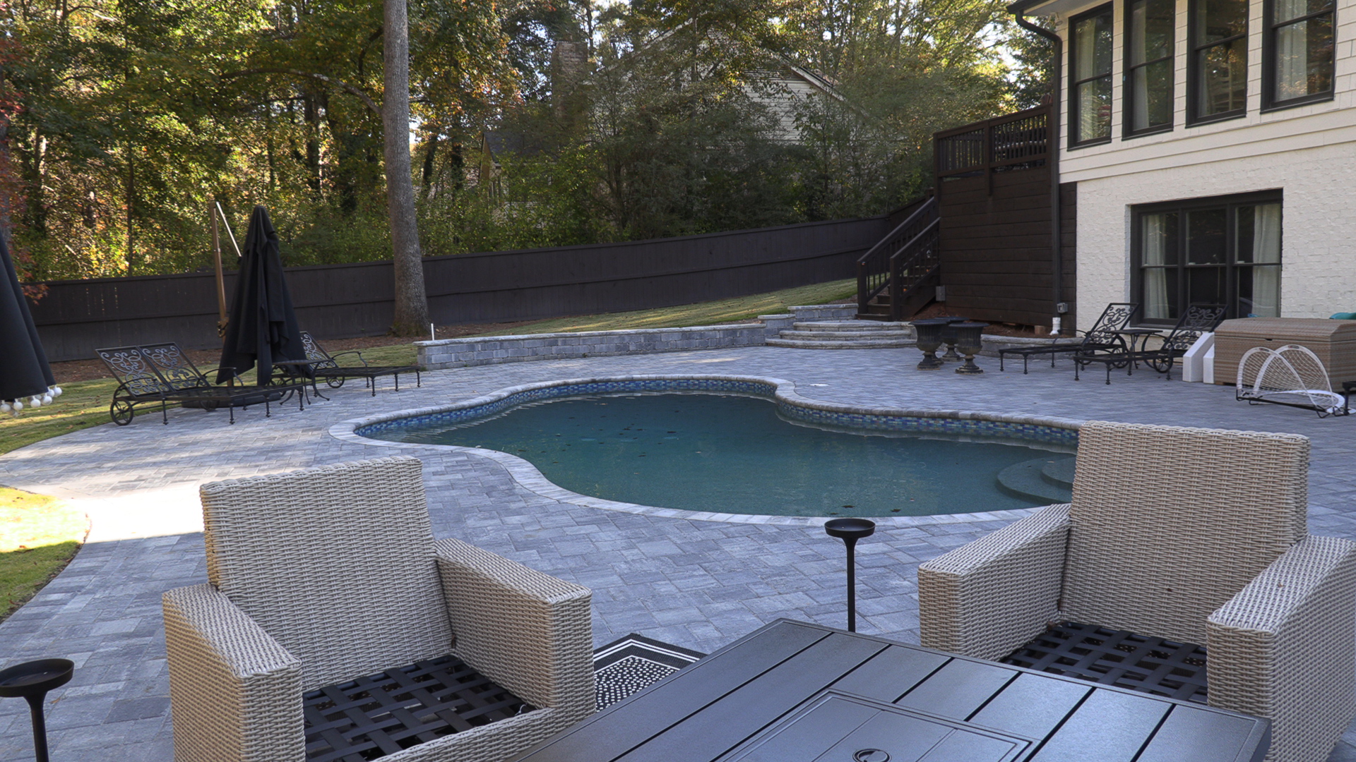 Backyard pool photo before image enhancement